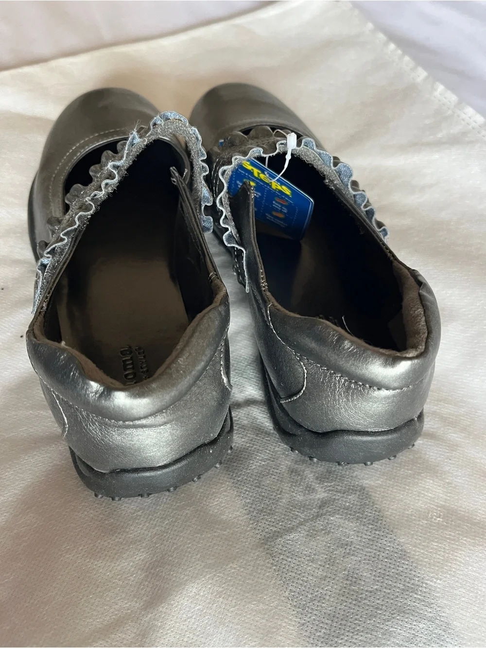 Sonoma Metallic Pewter Ruffled Mary Jane Shoes Sz 4 Youth